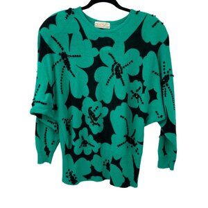 Vintage  Floral Dolman Sleeves Sweater